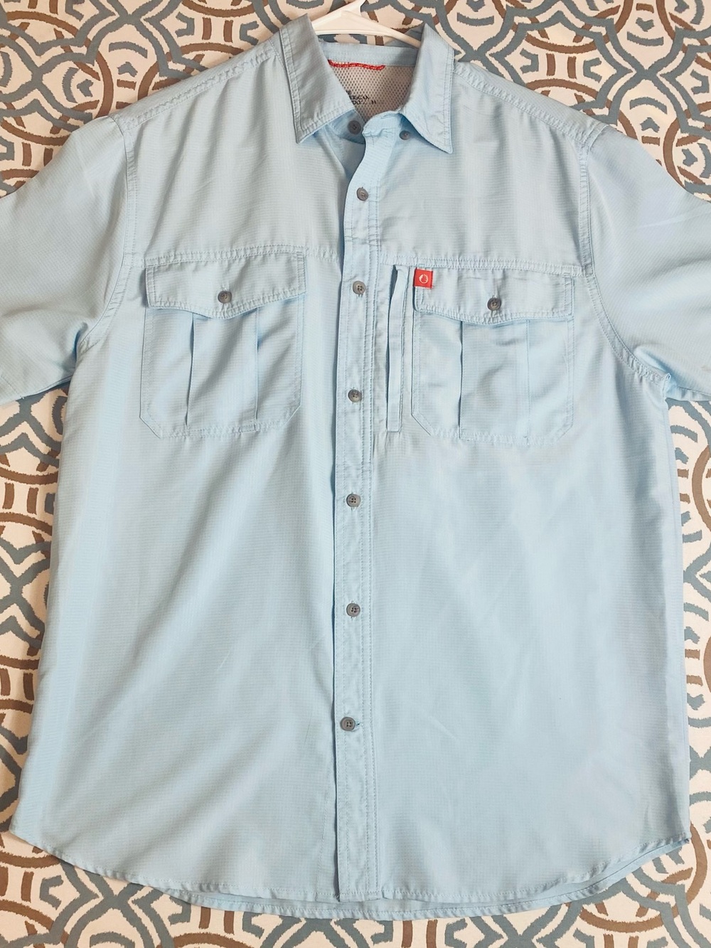 Men's Casual Light Blue Short-Sleeve Button-Down Shirt